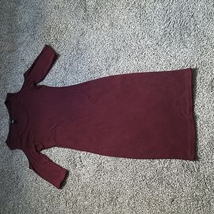 Burgundy Cold Shoulder Sweater Dress